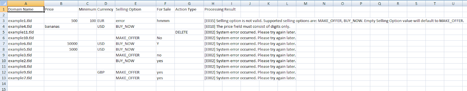 Marked errors in your file looks like this